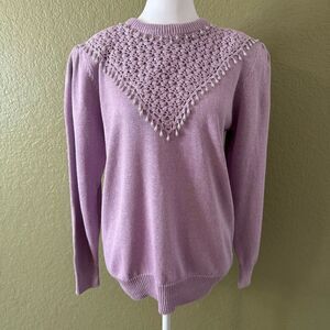 Dana Scott S Pearl Fringe Crochette Pullover Sweater Pastel Purple Coquette